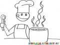 Colorear Chef Cocinando Una Sopa