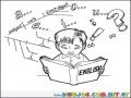 Dibujo De Muchacho Estudiando Ingles Leyendo Un Libro De Ingles Para Colorear