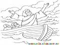 Dibujo De JESUS En Medio De La Tormenta En El Mar Para Pintar Y Colorear