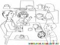 Colorear Famila En La Mesa Del Comedor Dibujos De Familias
