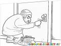 Colorear Ladron Abriendo Una Puerta Dibujo De Hombre Violentando Una Cerradura