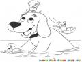 Colorear Perro Rojo Clifford Jugando En El Agua Con Sus Amigos