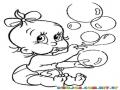 Dibujo De Una Bebita Haciendo Burbujas Para Pintar Y Colorear