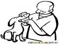 Dibujo De Veterinario Revisando Los Dientes De Un Perro Para Colorear