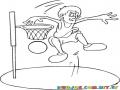 Dibujo De Hombre Saltando Y Clavando O Dunkeando Una Pelota De Basketbol En El Aro