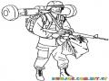 Dibujo De Soldado Armado Con Fusil Bazooka Paracaidas Casco Y Armamento Para Colorear