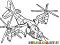 Colorear Avion Helicoptero De 2 Helices