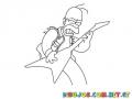 Dibujo De Homero Rockero Con Guitarra Electrica Tocando Cancion De Rock Para Pintar Y Colorear