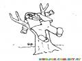 Dibujo De Un Hombre Trabado En Un Palo Para Colorear Hombre Recostado En Las Ramas De Un Arbol