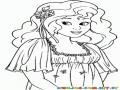Dibujo De Una Chica Con Vestido Y Una Flor En La Cabeza Para Pintar Y Colorear