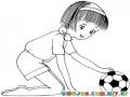 Dibujo De Nina Con Pelota De Futbol Para Pintar Y Colorear