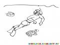 Dibujo De Hombre Sumergido Con Snorkel Bajo El Agua Para Colorear