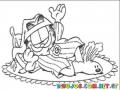 Dibujo De Garfield Con Pijama Para Pintar Y Colorear