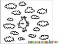 Dibujo De Pajarito Volando En El Cielo En Medio De Las Nubes