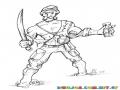 Dibujo De Soldado Con Machete Para Pintar Y Colorear