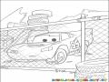 Dibujo De Carro Cars Con Cepo En Un Predio Atras De Una Maya Para Pintar Y Colorear