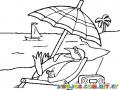 Dibujo De Pinguino Descansando En La Playa En Pleno Verano Para Colorear