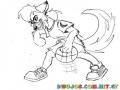 Dibujo De Zorro Jugando Basket Ball Para Pintar Y Colorear