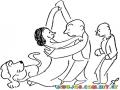 Dibujo De Pareja Bailando En Frente D Eun Perro Y Un Hombre Celoso Para Pintar Y Colorear