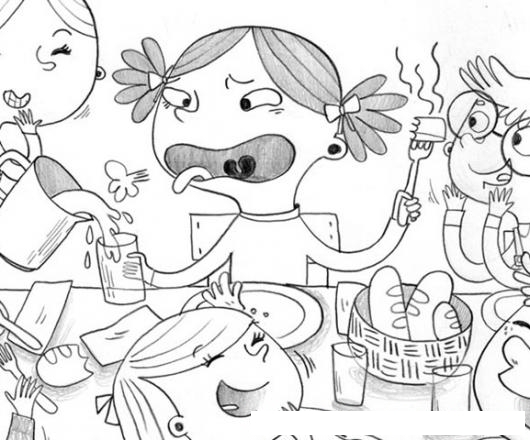 Dibujo De Nina Glotona Quemandose La Boca Para Pintar Y Colorear 