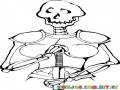 Dibujo De Un Esqueleto Con Armadura Para Pintar Y Colorear