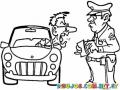 Dibujo De Policia De Emetra Poniendo Remision A Un Conductor Para Pintar Y Colorear