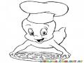 Dibujo De Gasparin Con Pizza Para Pintar Y Colorear A Casper