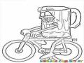 Dibujo De Tarro Ebrio Manejando Bicicleta Para Pintar Y Colorear