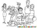 Dibujo De Familia Con Hijos Y Abuelitos Para Pintar Y Colorear