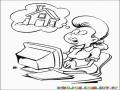 Dibujo De Mujer Buscando Casa En Internet Para Pintar Y Colorear