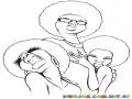 Dibujo De Negrito Gigolo Con Dos Mujeres Afro Para Pintar Y Colorear
