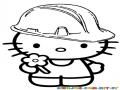 Dibujo De Hello Kitty Con Casco De Ingeniera Civil Para Pintar Y Colorear