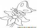 Dibujo De Mariposa Sobre Una Flor Para Pintar Y Colorear