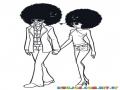Pareja De Negritos Con Peinados Afro Para Pintar Y Colorear