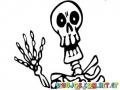 Dibujo De Esqueleto Saludando Para Pintar Y Colorear El Saludo De La Muerte