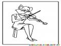 colorear gata tocando violin
