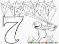 Ddd Dibujo De 7 Barriletes Para Pintar Y Colorear El Numero Siete Numero 7