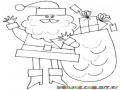Dibujo De Santa Claus Saludando Con Un Saco De Regalos Y Juguetes Para Pintar Y Colorear