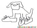 Dibujo De Perro Con Zapatos Para Colorear