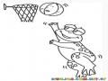Dibujo De Rana Jugando Basketball Para Colorear Sapo Basquetbolista Encestando Una Canasta