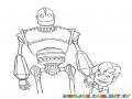 Robot Con Nino Para Pintar Y Colorear