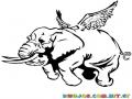 Dibujo De Elefante Con Alas Para Pintar Y Colorear