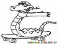 Dibujo De Serpiente En Patineta Para Colorear Culebra Patinando