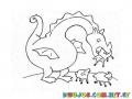 Dibujo De Dragon Comiendo Ovejas Para Pintar Y Colorear