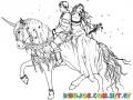 Dibujo De Principe Y Princesa Montando Un Unicornio Para Pintar Y Colorear