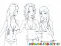3 Chicas En Bikini Para Pintar Y Colorear
