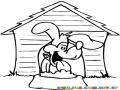 Colorear Perro en su casita