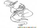 Dibujo Del Genio De Aladino Con Sombrero Y Smoking Para Pintar Y Colorear