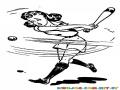 Dibujo De Mujer Beisbolista Fallando Con Un Bate Para Pintar Y Colorear