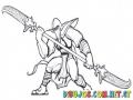 Dibujo De Samurai Con Espada De 2 Puntas Para Pintar Y Colorear